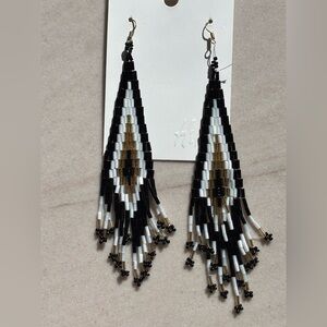H&M Black, White, and Gold Beaded Earrings
